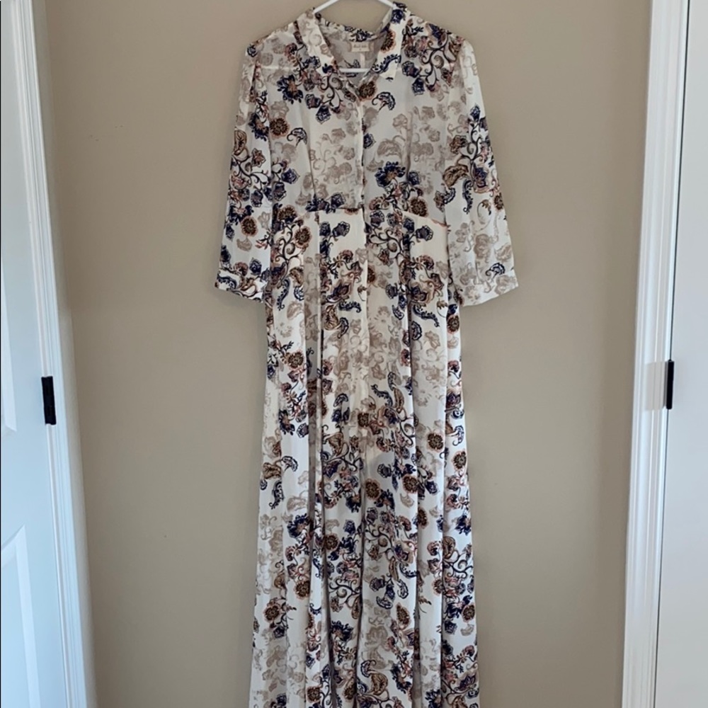 Floral maxi button down dress